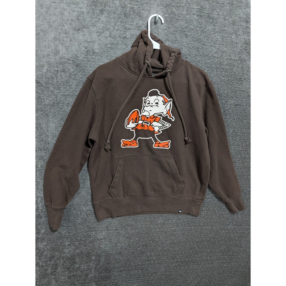 47 Brand Cleveland Browns Brownie the Elf Hoodie Sweatshirt Brown Mens Medium